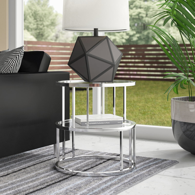 Wade Logan Crediton Glass Top Frame End Table with Storage & Reviews